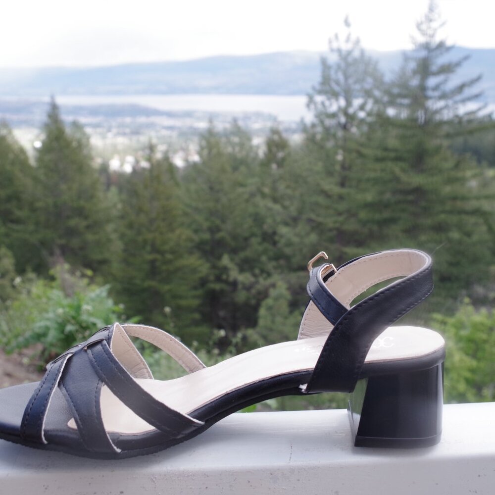 Black Kitten Heel Sling Back Women's Heels